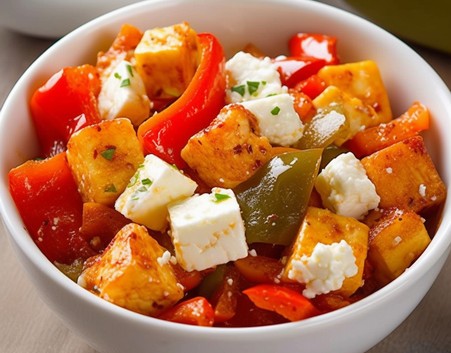 Menu55 - Pečené papriky s řeckým sýrem (150g). A:7 (studené)